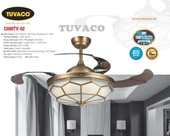 Quạt trần đèn TUVACO